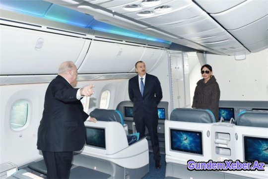 Prezident və xanımı “Boeing-787-8”-un pilot kabinəsində (FOTO)
