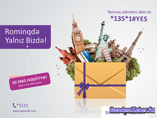 Azercell-dən rominqdə 10 sms hədiyyə!