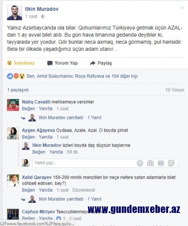 AZAL-da bilet biabırçılığı: bir ay əvvəl bilet aldı, amma...