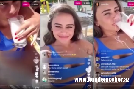Naz sərxoş olub, içkini sinəsinə axıtdı – VIDEO