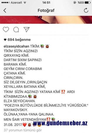Elzadan onu tənqid edənlərə cavab: ‘Tikim sizin ağzınızı’ – FOTO