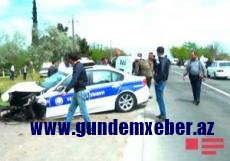 Yol polisi avtomobili qəza törədib - BAKIDA