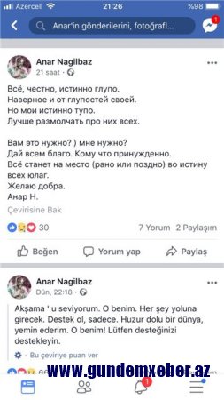 Anar Nağılbaz ölümündən 24 saat öncə nələr yazıb? (Fotolar)