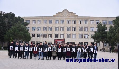 "Xocalıya ədalət!” devizi altında Sumqayıt Dövlət Universitetinin professor-müəlim və tələbə heyəti yürüş etdi - FOTO
