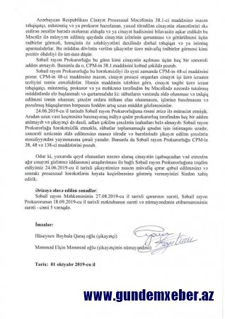 Səbail rayon Prokurorluğu məhkəmə qərarını saymır!-FOTOLAR