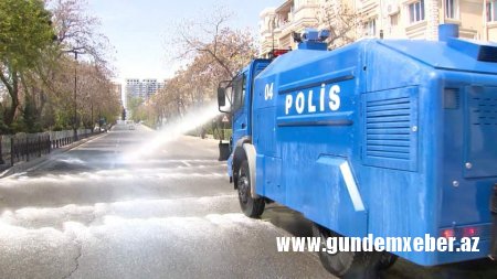 Daxili İşlər Nazirliyinin xüsusi avtonəqliyyat vasitələri yenidən  paytaxt küçələrinin dezinfeksiya edilməsinə cəlb olunub