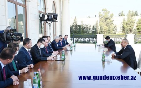 İlham Əliyev Türkiyə Böyük Millət Məclisinin Sədrinin başçılıq etdiyi nümayəndə heyətini qəbul edib