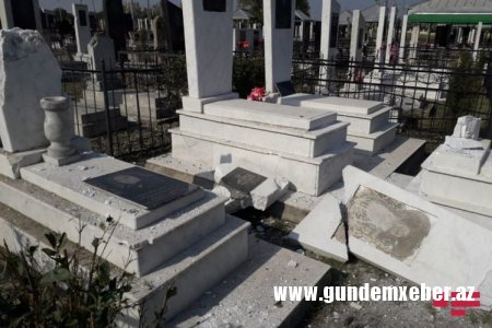 Ermənilər Tərtərdə qəbiristanlığı belə atəşə tutdular - Fotolar