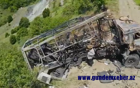 Jurnalistlərin minaya düşdüyü yerdən dron görüntüləri - VİDEO