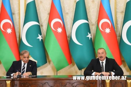 İlham Əliyevlə Pakistanın baş naziri mətbuata bəyanatla çıxış ediblər - YENİLƏNİB (VIDEO)