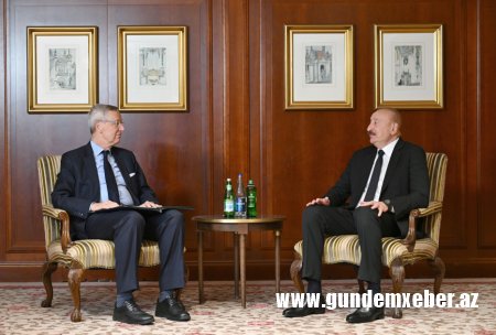 Prezident İlham Əliyev Almaniya İqtisadiyyatının Şərq Komitəsinin sədri Mixael Harms ilə görüşüb